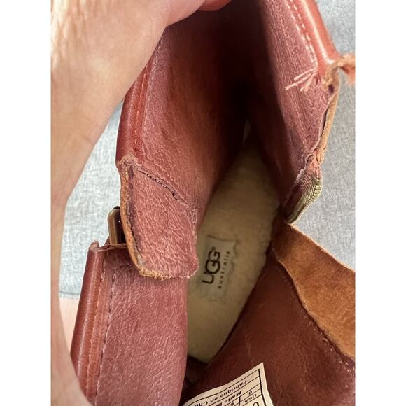 Uggs Australia Short Moto Buckles Zip Fabrizia Boots Leather Women’s sz 8 - Picture 4 of 7